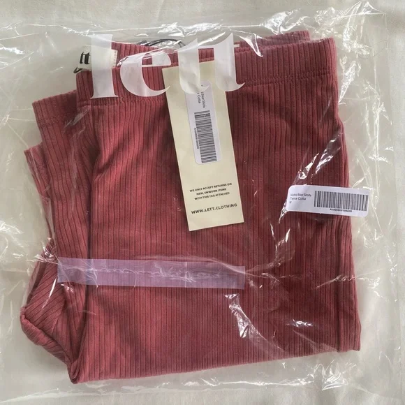 NWT LETT Madrid Ribbed Biker Shorts Terra Cotta Medium - Picture 3 of 7